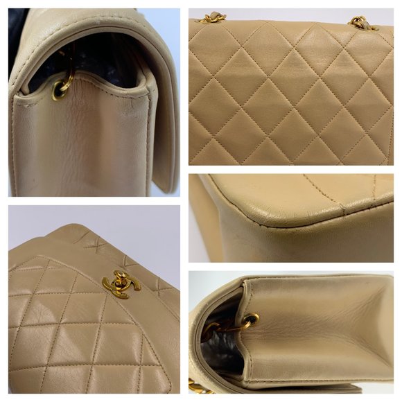 Authentic CHANEL Lambskin Small Diana Single Chain Single Flap Bag Beige - Picture 12 of 15